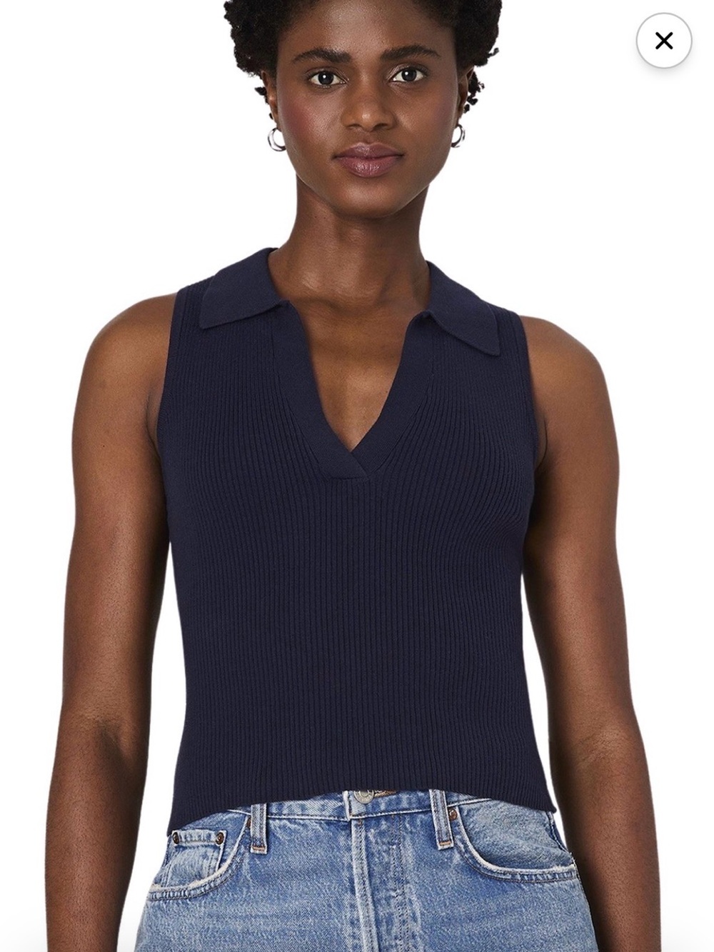 FRENCH CONNECTION Mozza V-Neck Sleeveless Jumper- Navy
